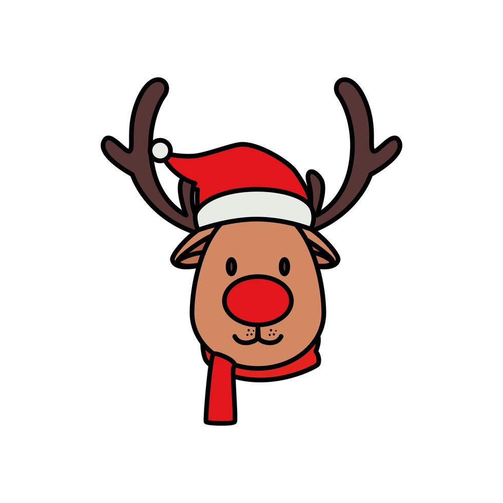 face of reindeer animal character merry christmas vector