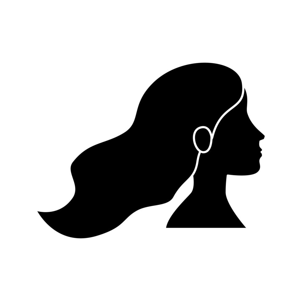 silhouette of profile woman head avatar character vector
