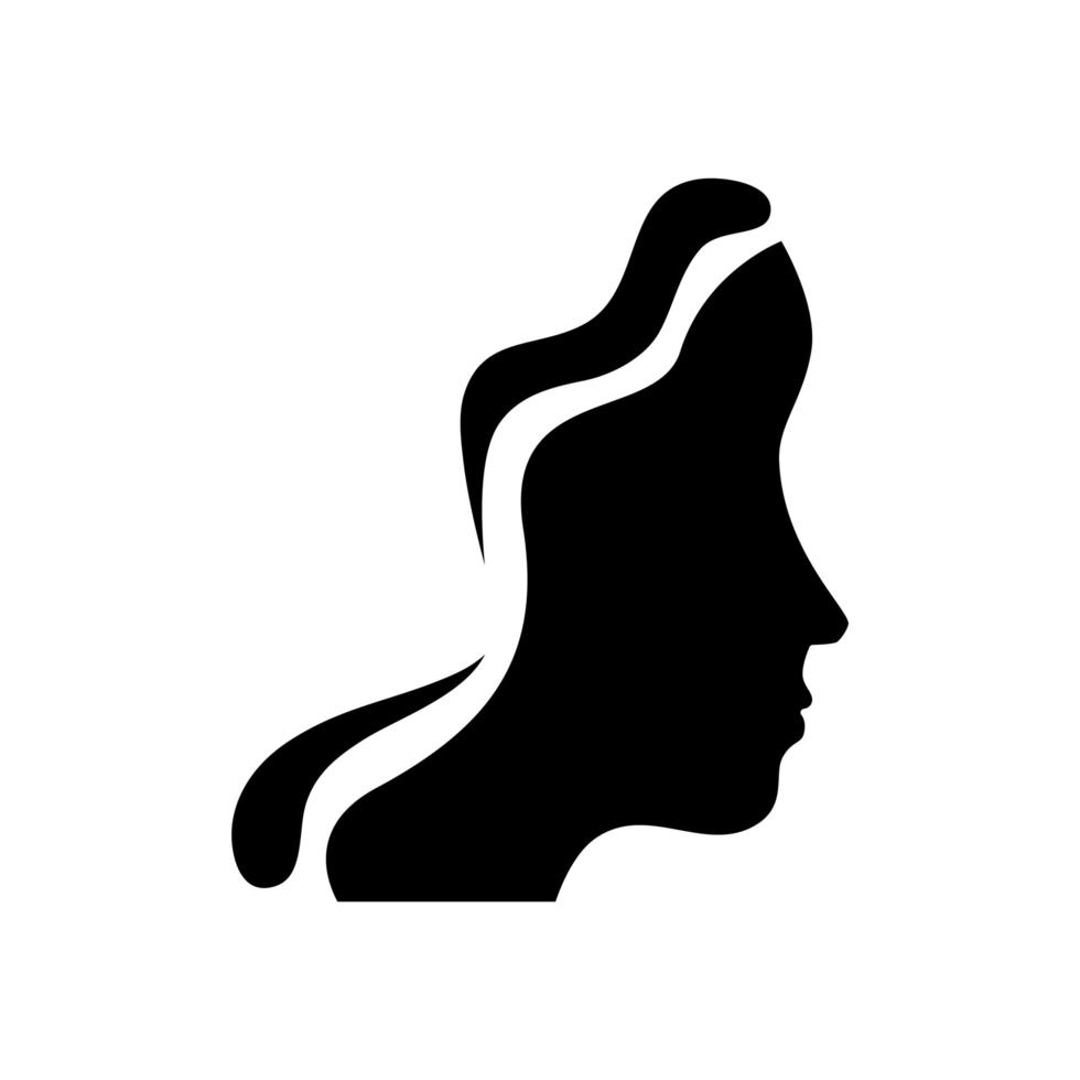 silhouette of profile woman head avatar character vector