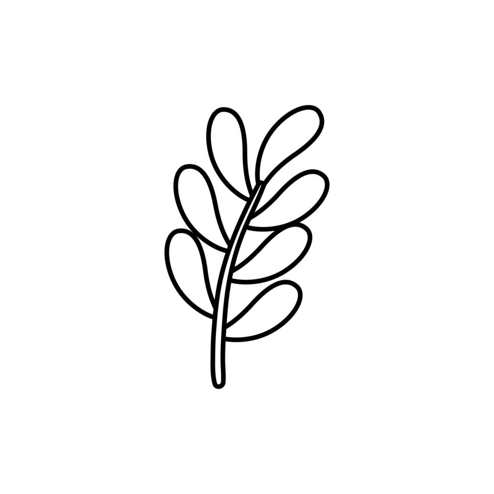 branch with leafs nature ecology line style icon vector