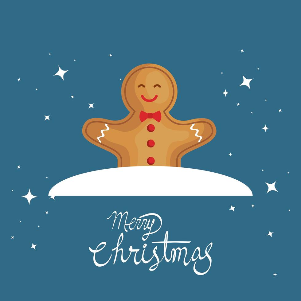 merry christmas poster with ginger cookie vector