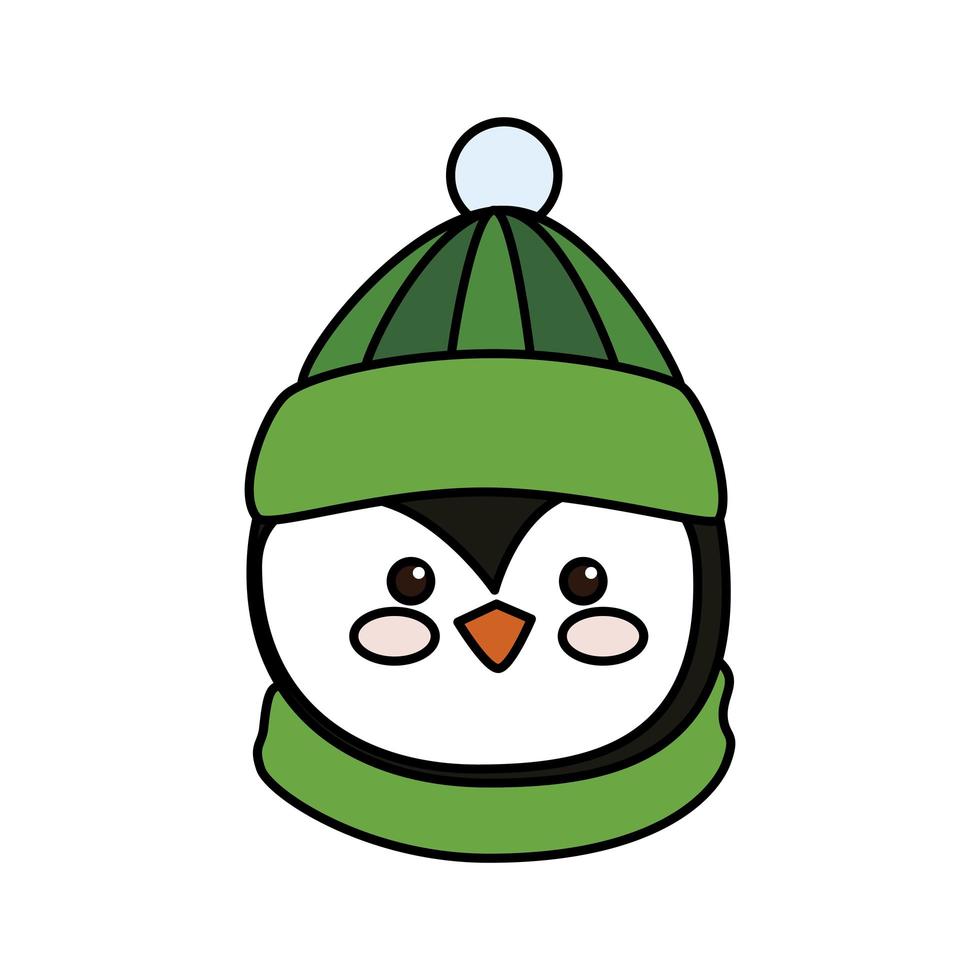 cabeza de feliz navidad lindo personaje de pingüino vector