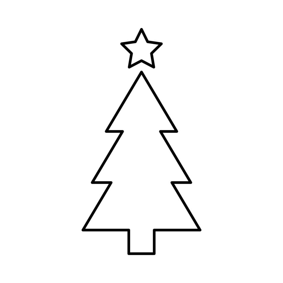 icono de estilo de línea de navidad de árbol de pino vector