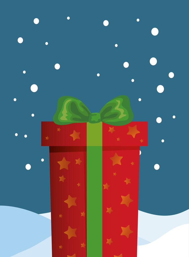 gift box christmas in scene snowing vector