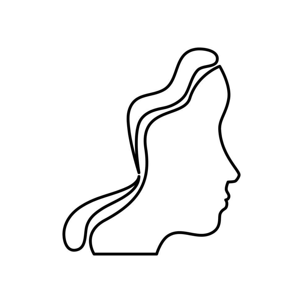 profile of woman head line style icon vector