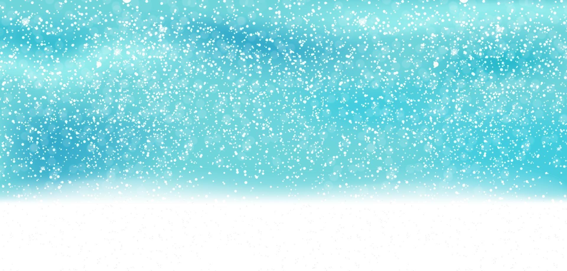 Colorful naturalistic winter background with falling snow on drifts. vector