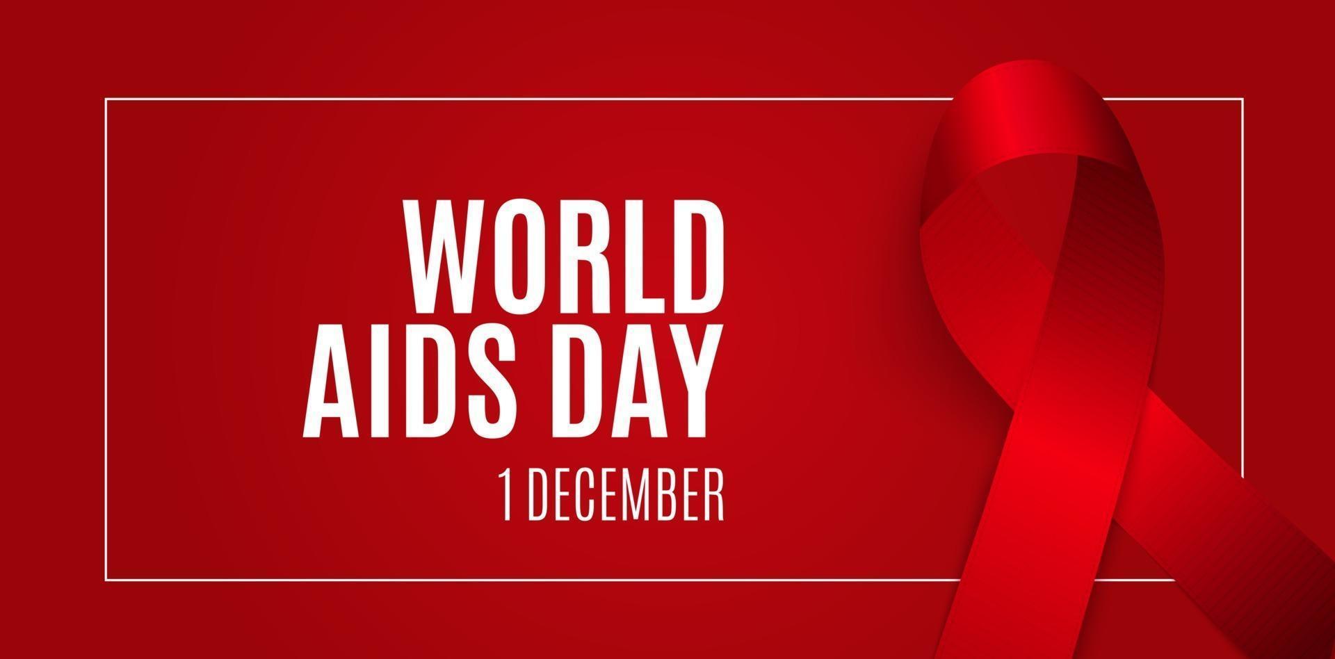 December 1 World AIDS Day Background. Red Ribbon Sign. vector