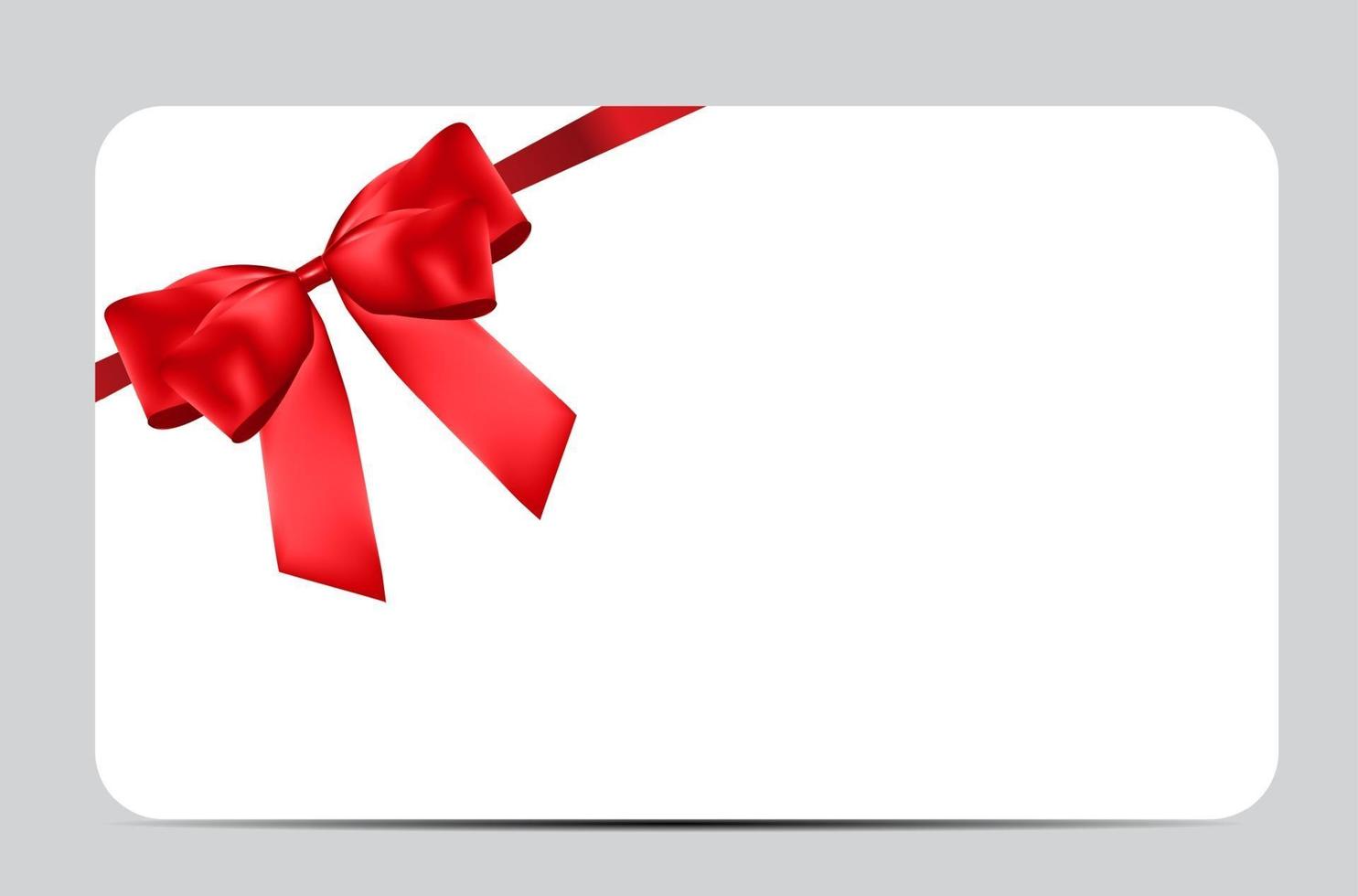 Blank Gift Card Template with Red Bow and Ribbon vector