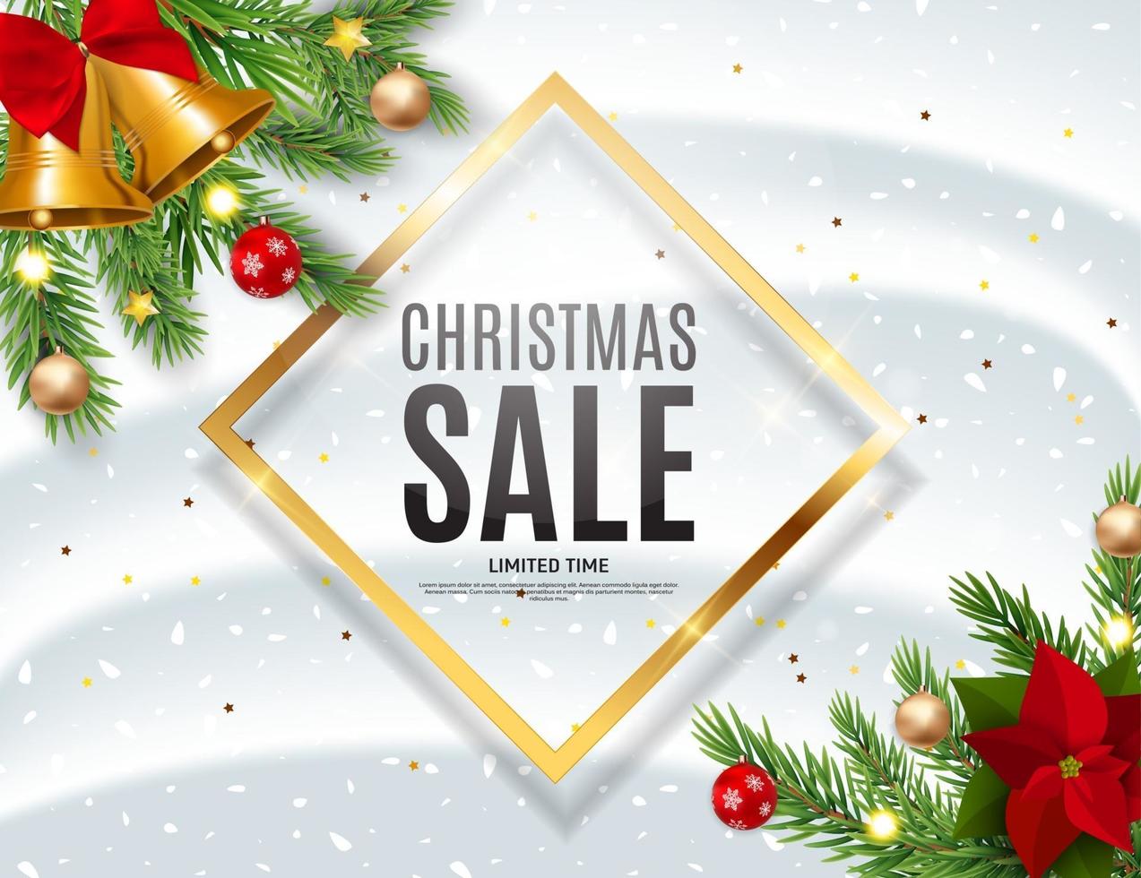 Christmas and New Year Sale Background, Discount Coupon Template. vector