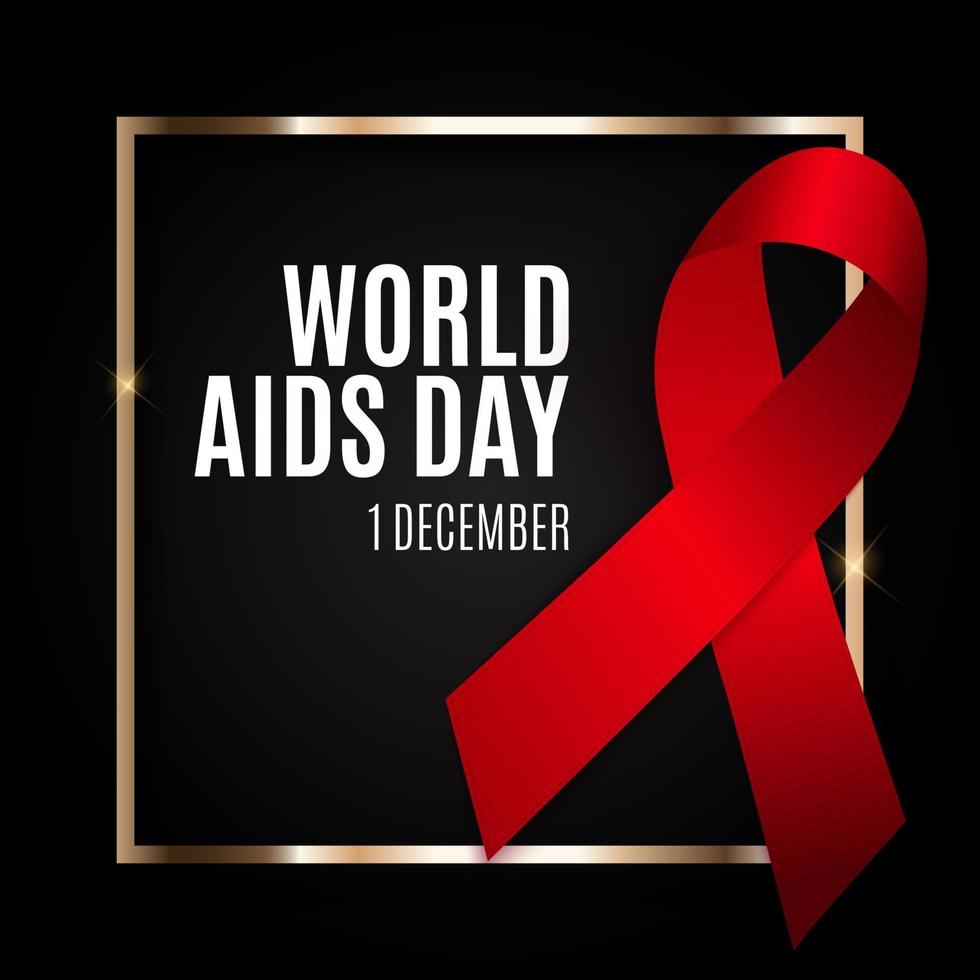 December 1 World AIDS Day Background. Red Ribbon Sign. vector