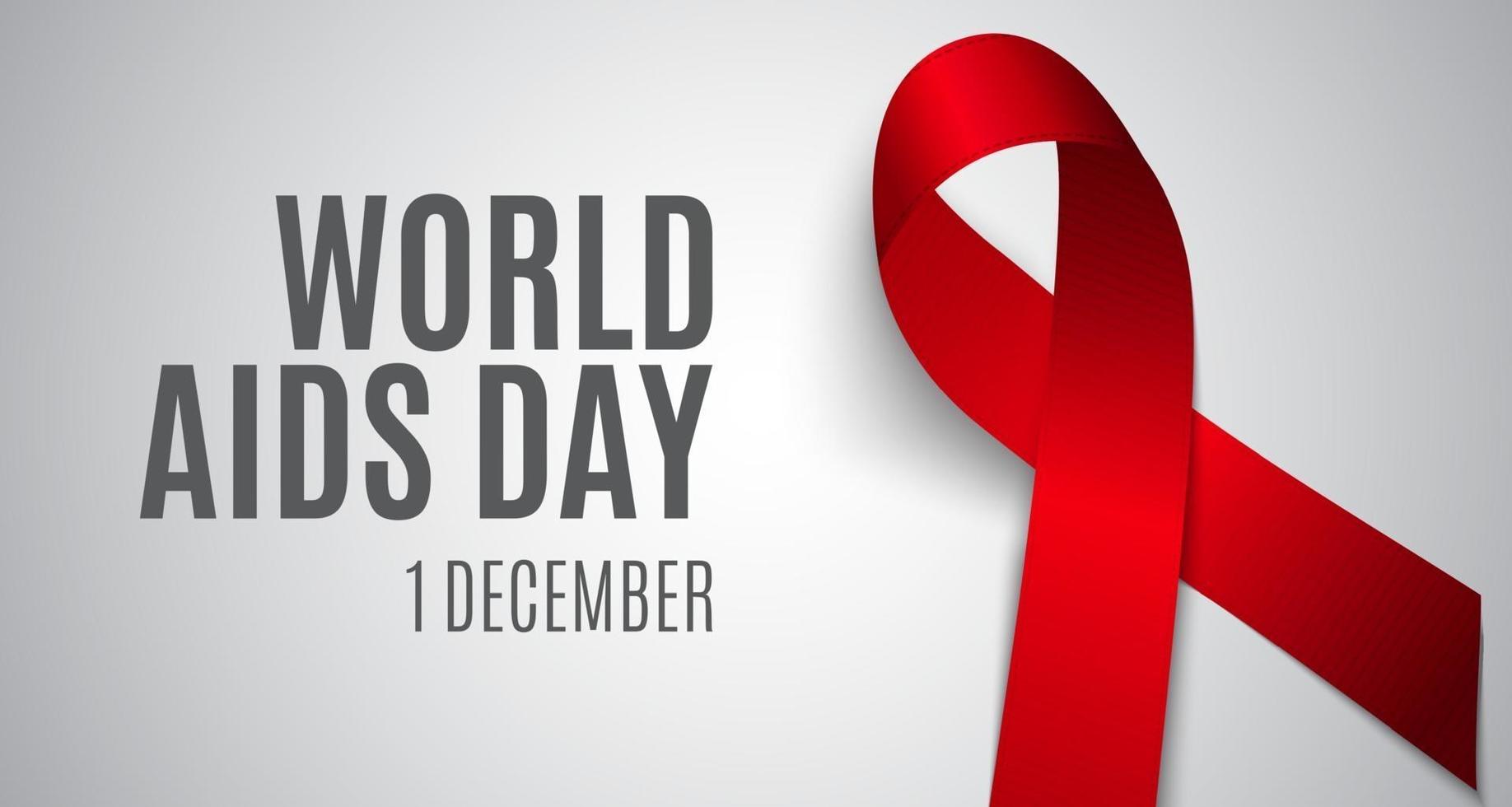 December 1 World AIDS Day Background. Red Ribbon Sign. vector