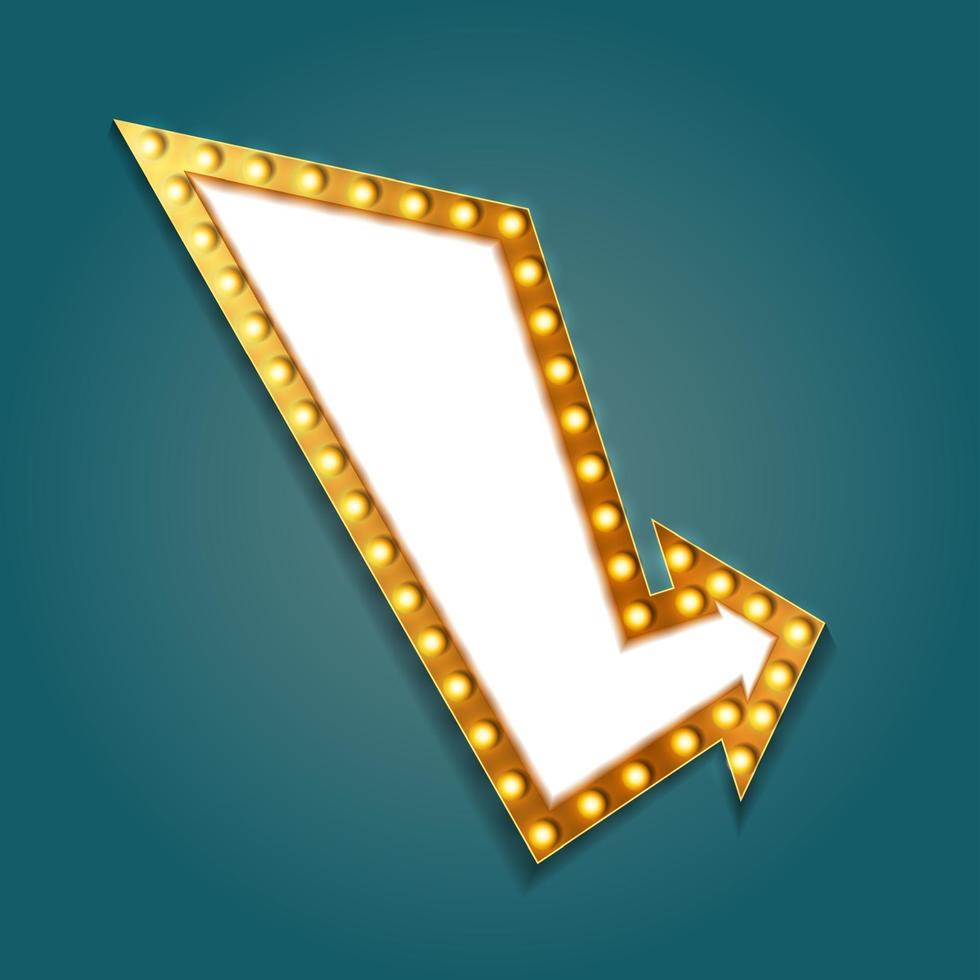 Vintage 3d light retro arrow frame. Vector Illustration