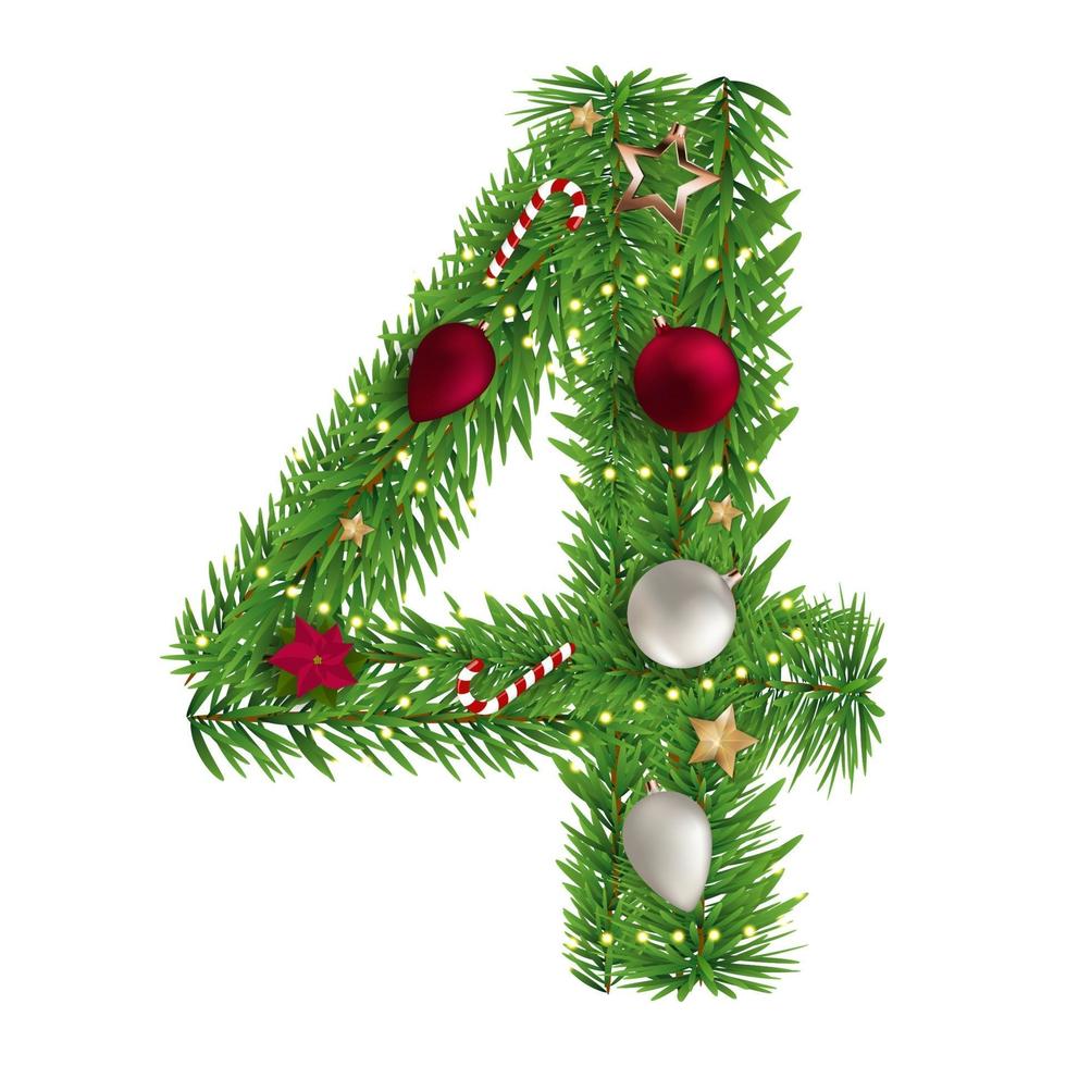 Christmas alphabet number 4 vector illustration