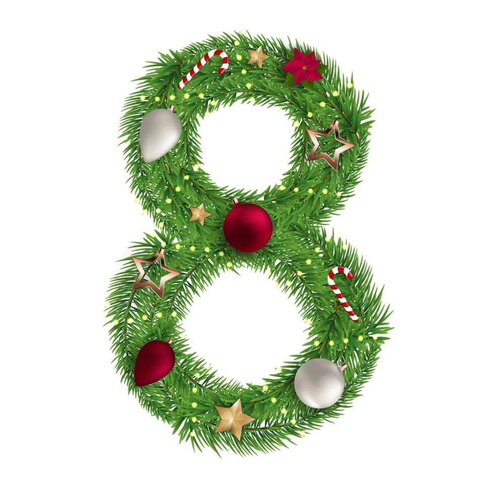 Christmas alphabet number 8 vector illustration