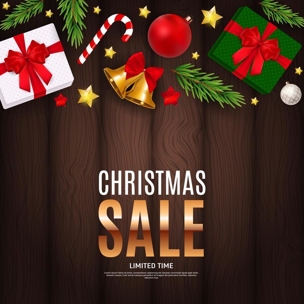 Christmas and New Year Sale Gift Voucher, Discount Coupon Template vector