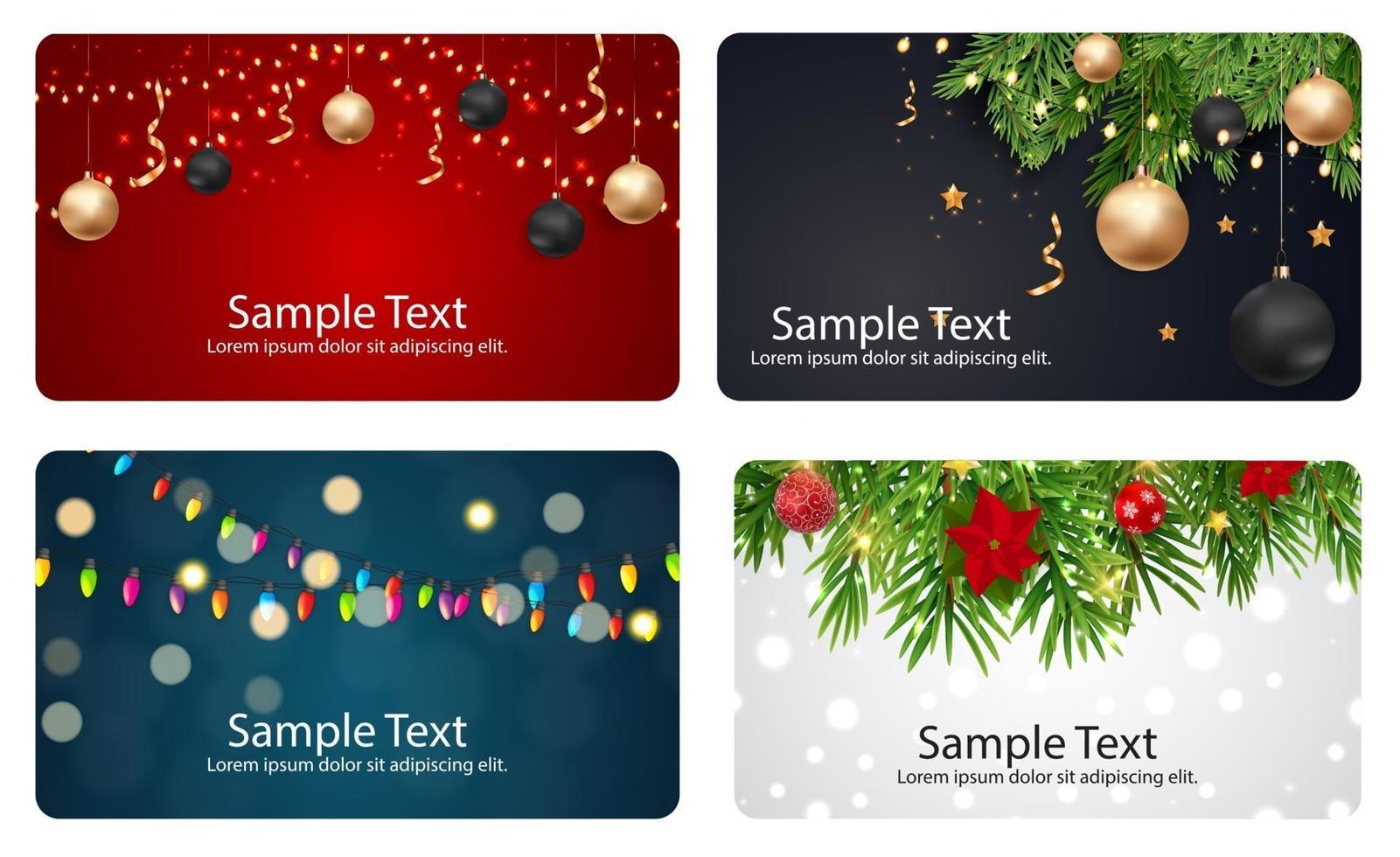 Set of cards with Christmas BALLS, stars and snowflakes vector