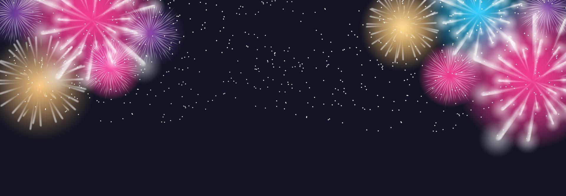 Vector Illustration of Fireworks, Salute on a Dark Background
