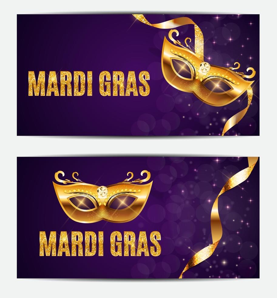 Mardi Gras Party Mask Holiday Poster Background. Vector Illustration