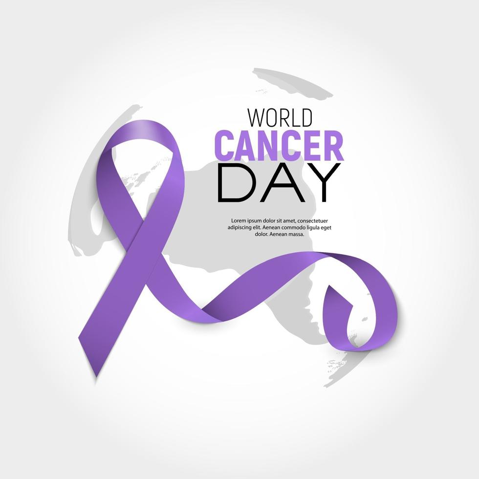 World Cancer Day concept with Lavender Ribbon. Vector illustration.