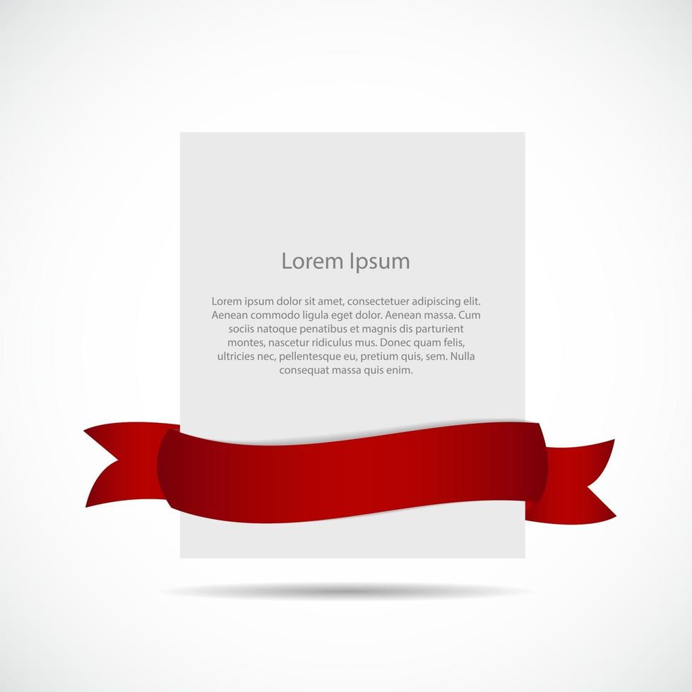 White Blank Card Template with Ribbon. Vector Illustration