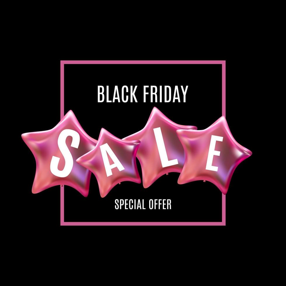 Black Friday Sale Balloon Concept of Discount. Special Offer Template vector
