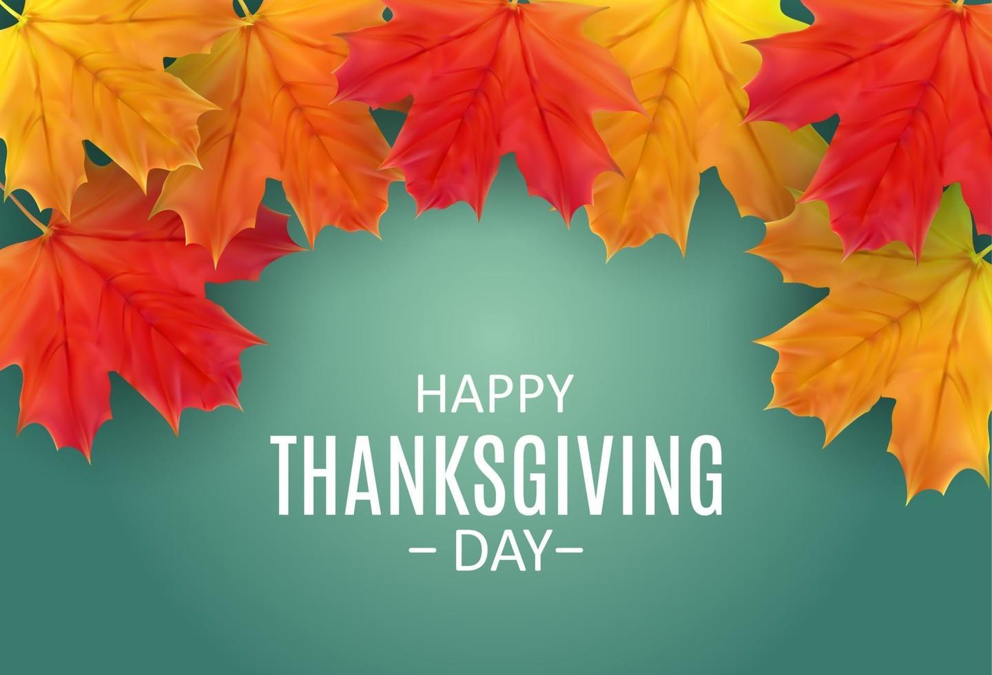 Happy Thanksgiving Day Background with Shiny Autumn Natural Leaves. vector