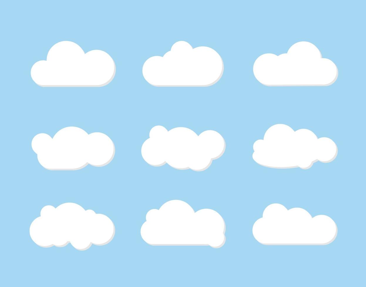 White clouds set with blue background vector