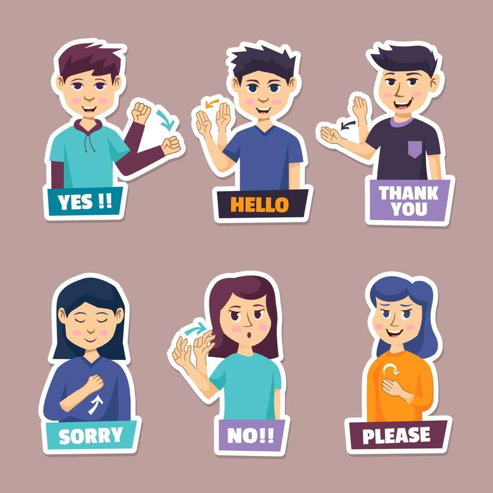 Set of Sign Language People vector