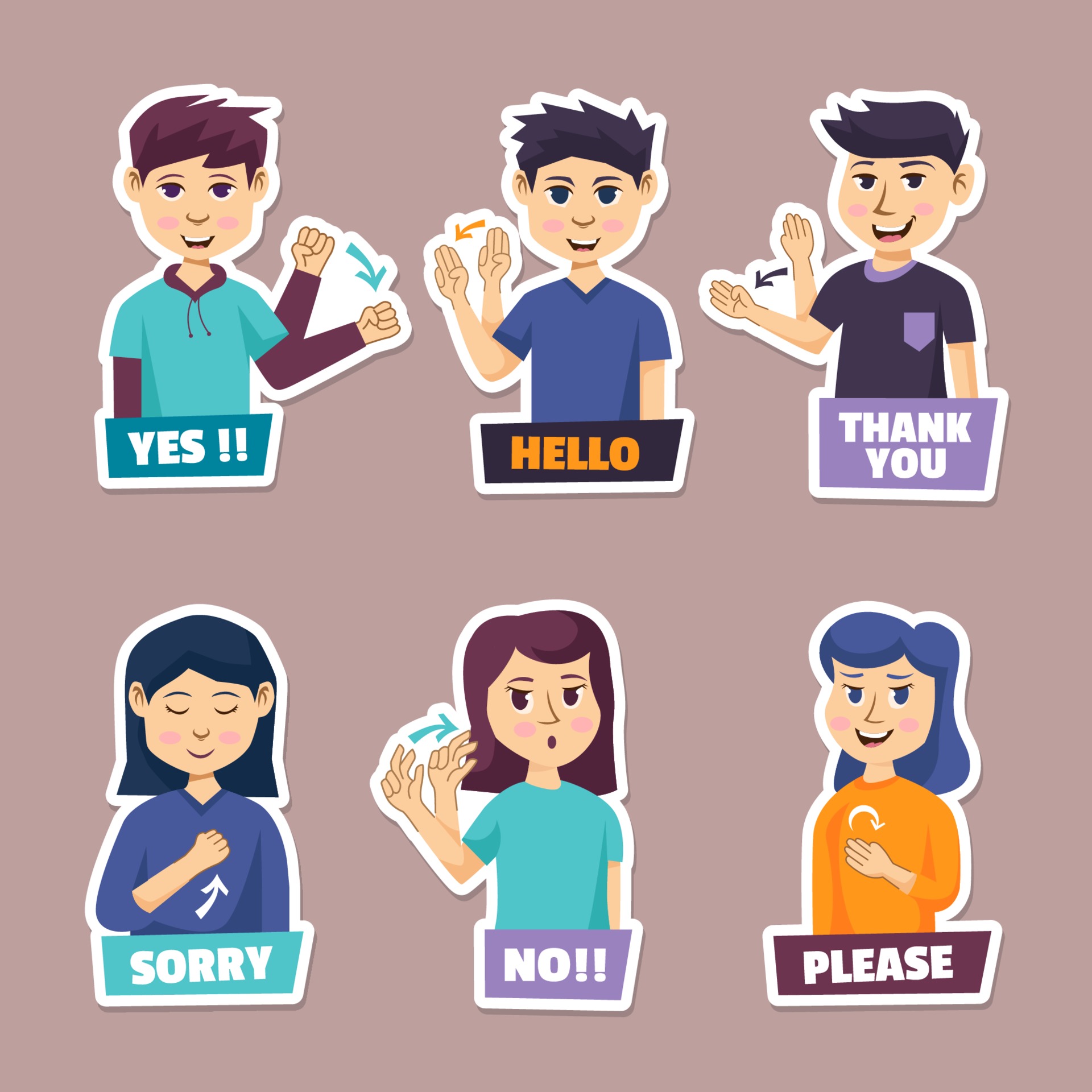 Set of Sign Language People 3299839 Vector Art at Vecteezy