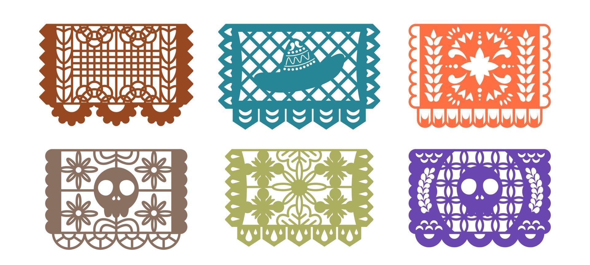 Papper Craft Picado Icon Set vector