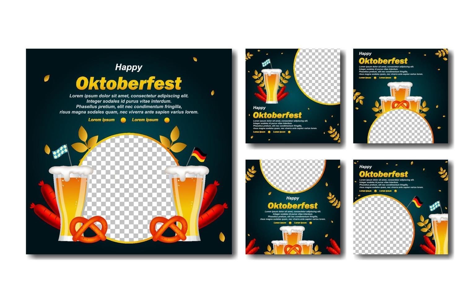 feliz oktoberfest plantillas de redes sociales vector