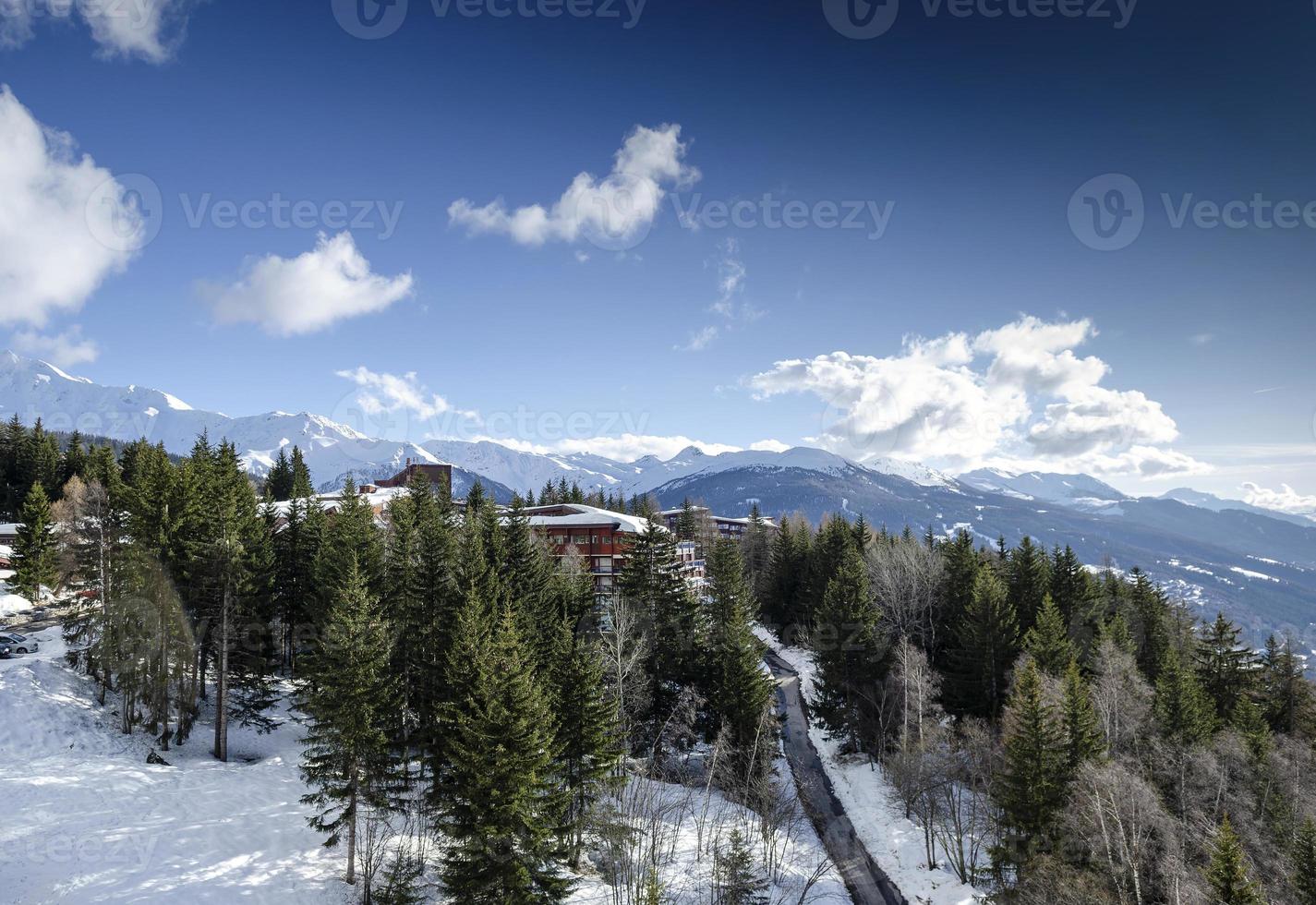 Les Arcs French alps ski resort and mountains view near Bourg Saint Maurice in France photo