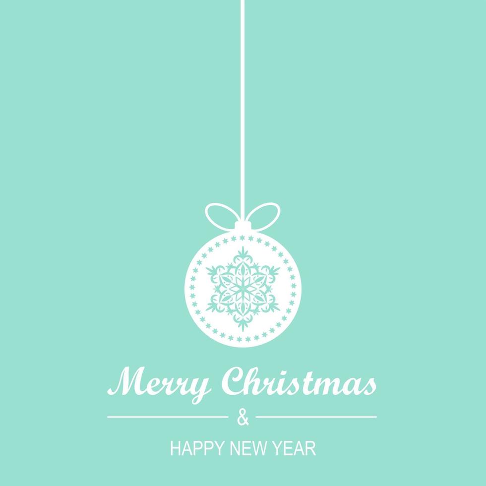 Christmas and New Year Greeting Card with Hanging Baubles, Lettering vector