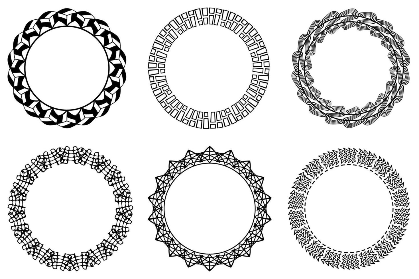 conjunto de marco de círculo de vector. colección de marcos circulares negros vector