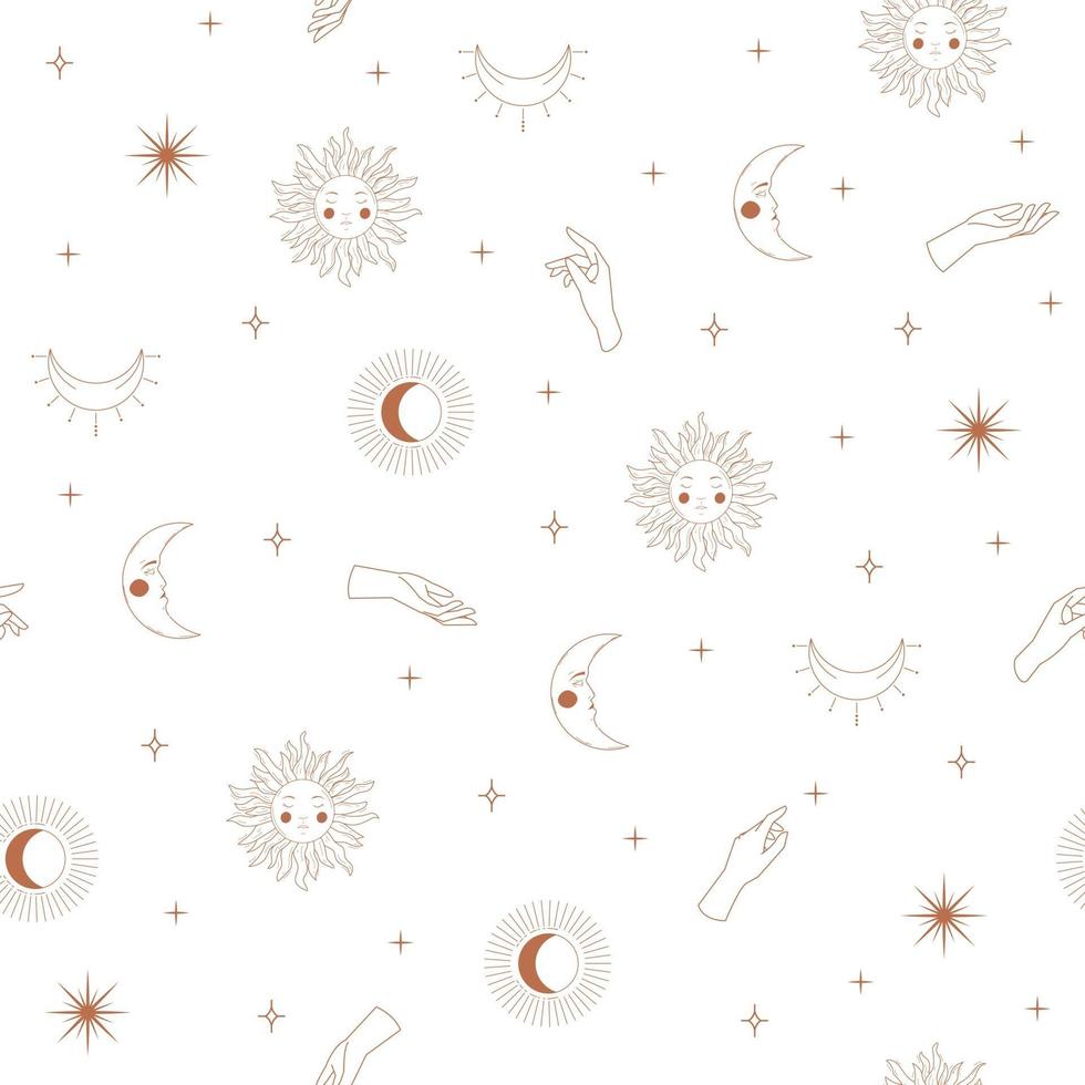 Seamless pattern with boho mystical element vector