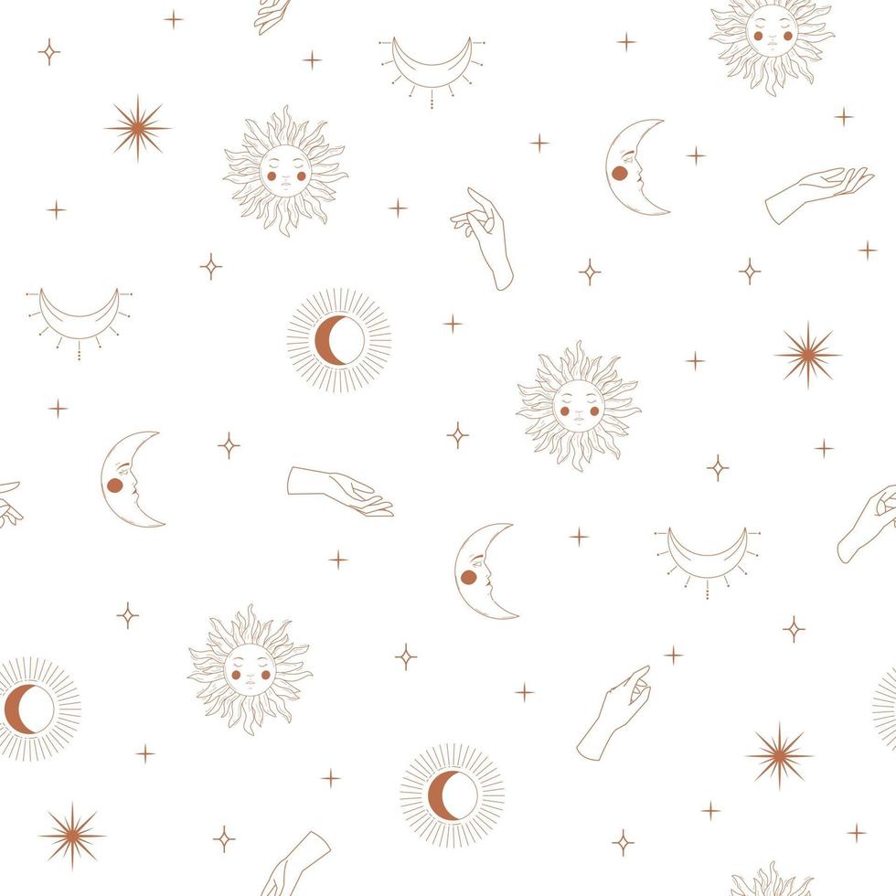 Seamless pattern with boho mystical element vector