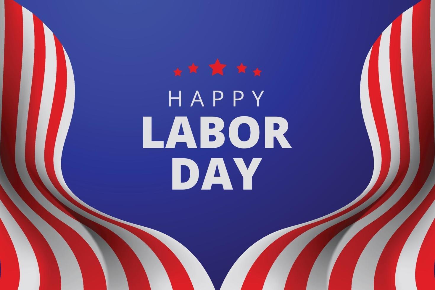 happy labor day background with usa waving flag vector