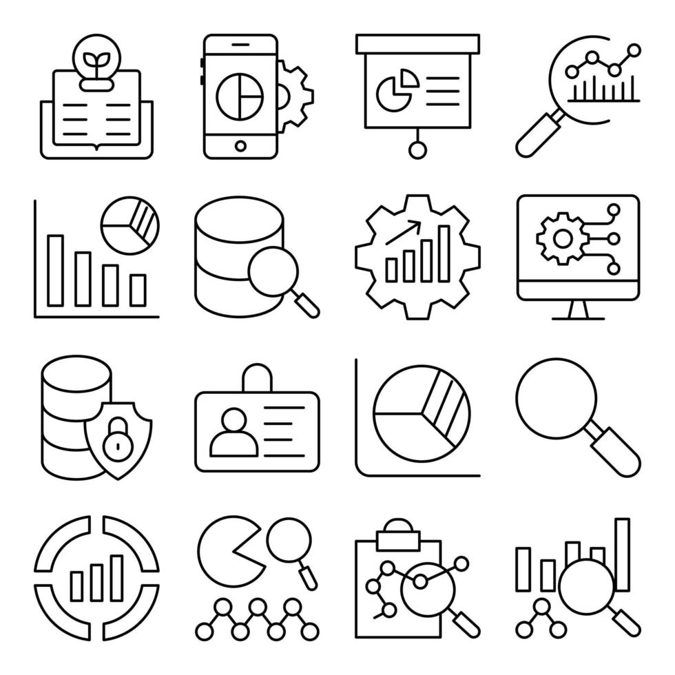 Pack of Business Statistics Linear Icons vector