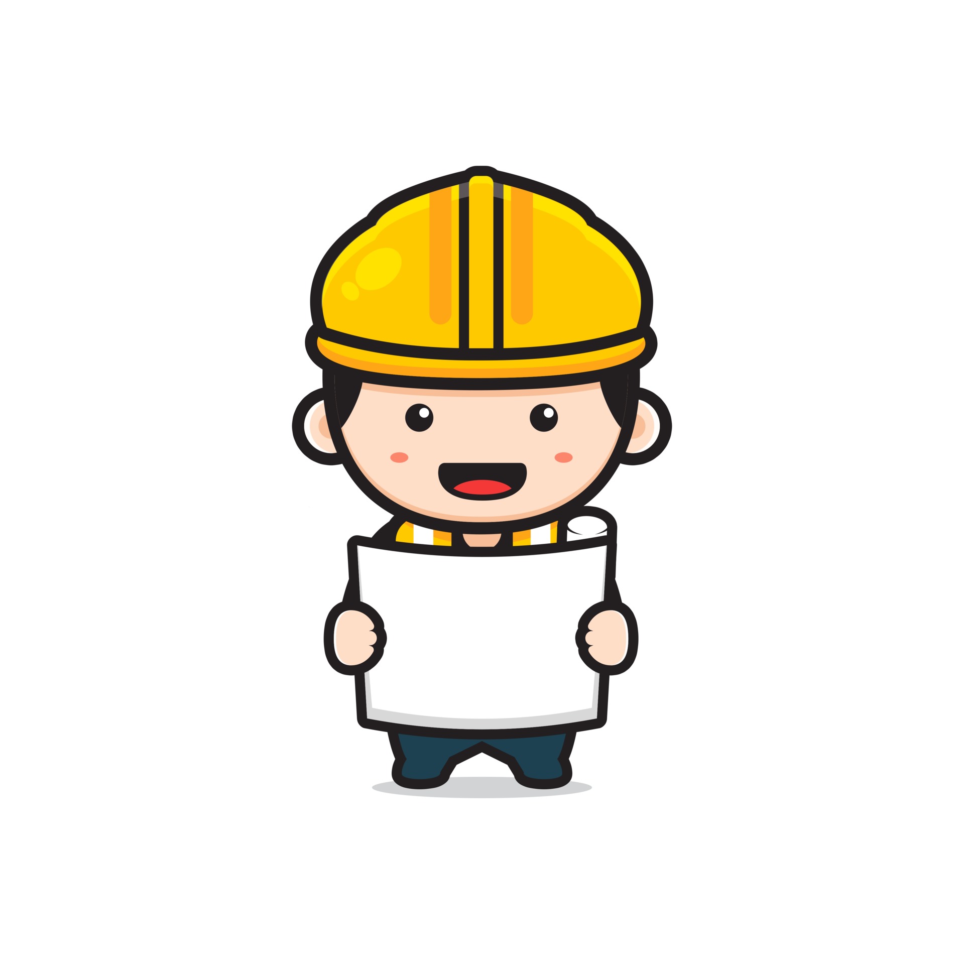 Cute engineer architect holding paper sketch cartoon icon illustration  3300296 Vector Art at Vecteezy