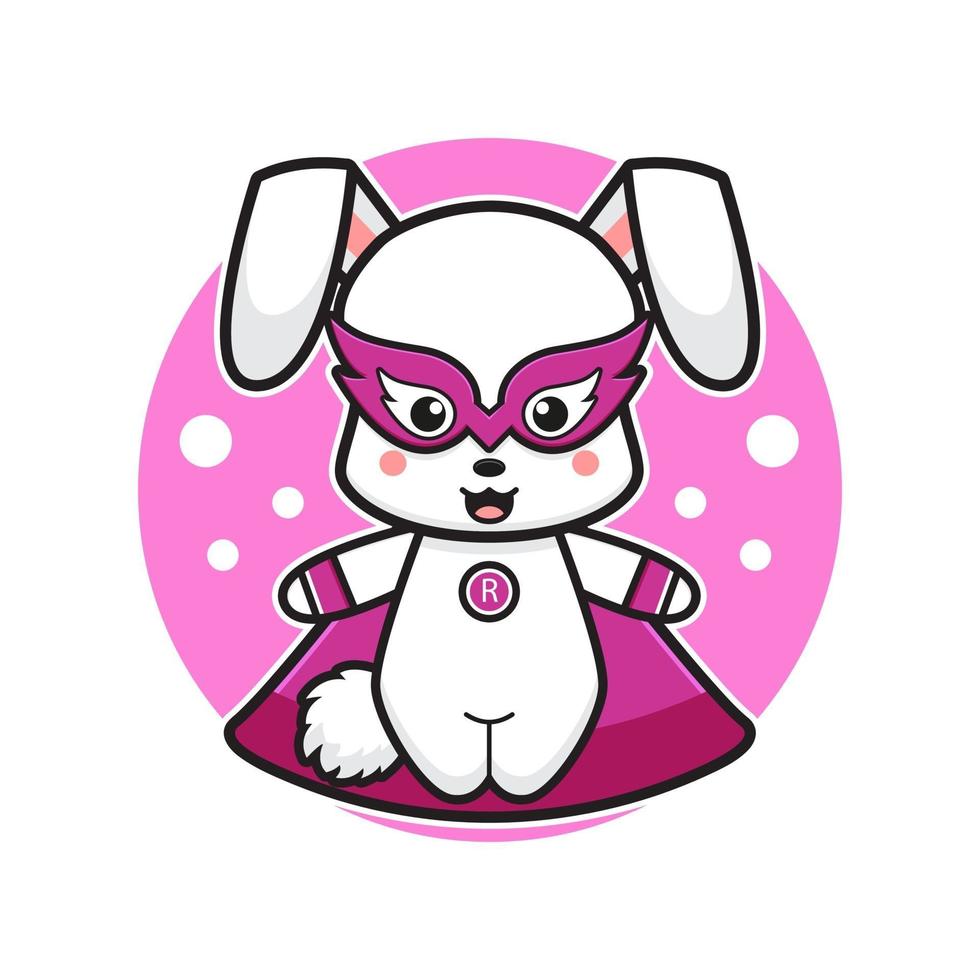 Cute rabbit super hero cartoon icon illustration vector