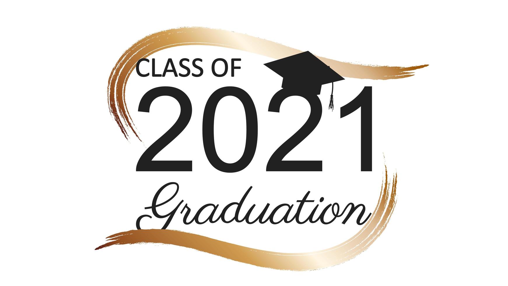 Class of 2021 graduation text design for cards, invitations or banner vector