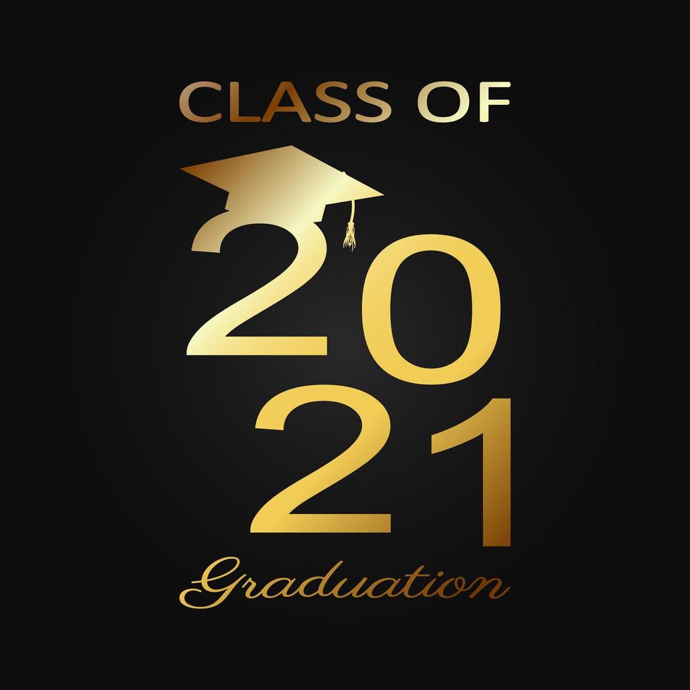 Class of 2021 graduation text design for cards, invitations or banner vector