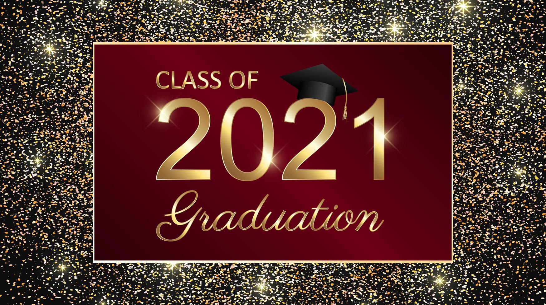 Class of 2021 graduation text design for cards, invitations or banner vector