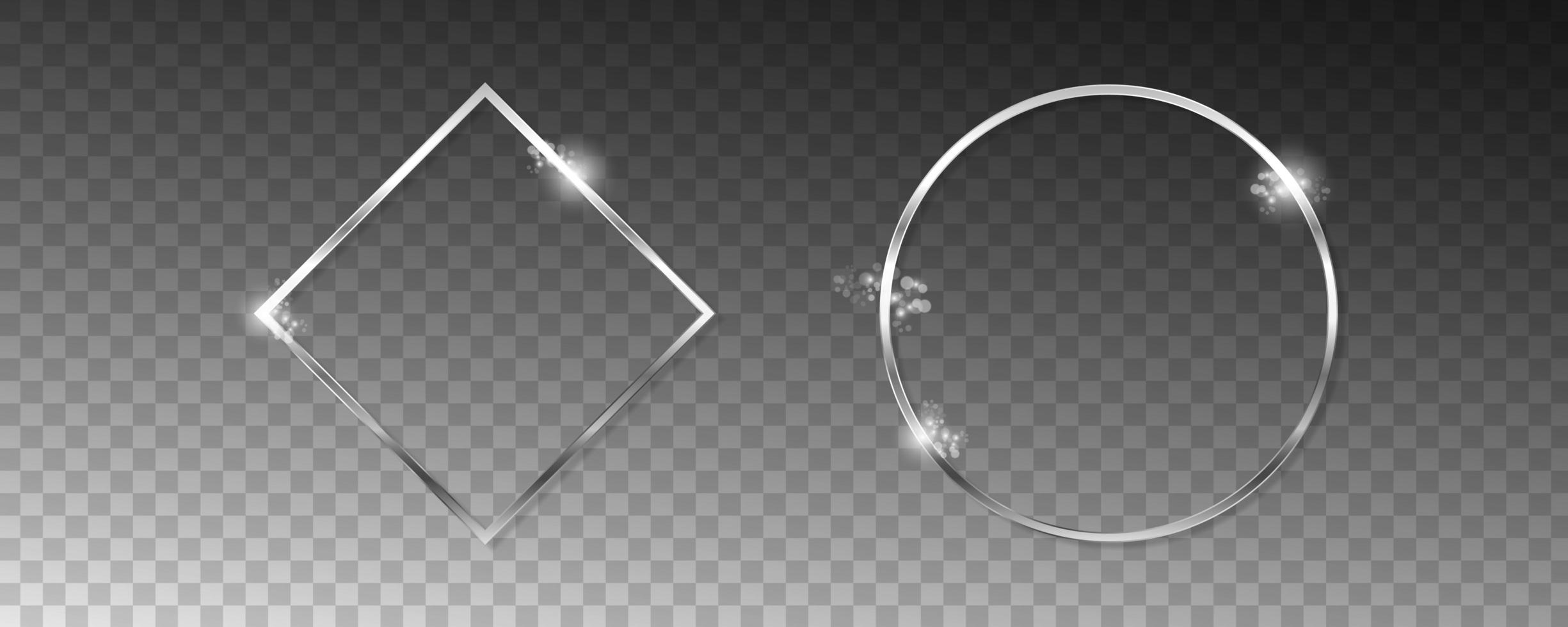 Vector silver frames with lights effects.