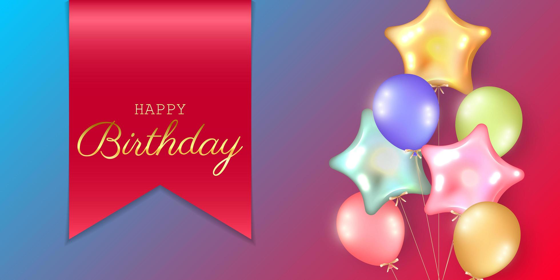 Birthday festive background with helium balloons. vector