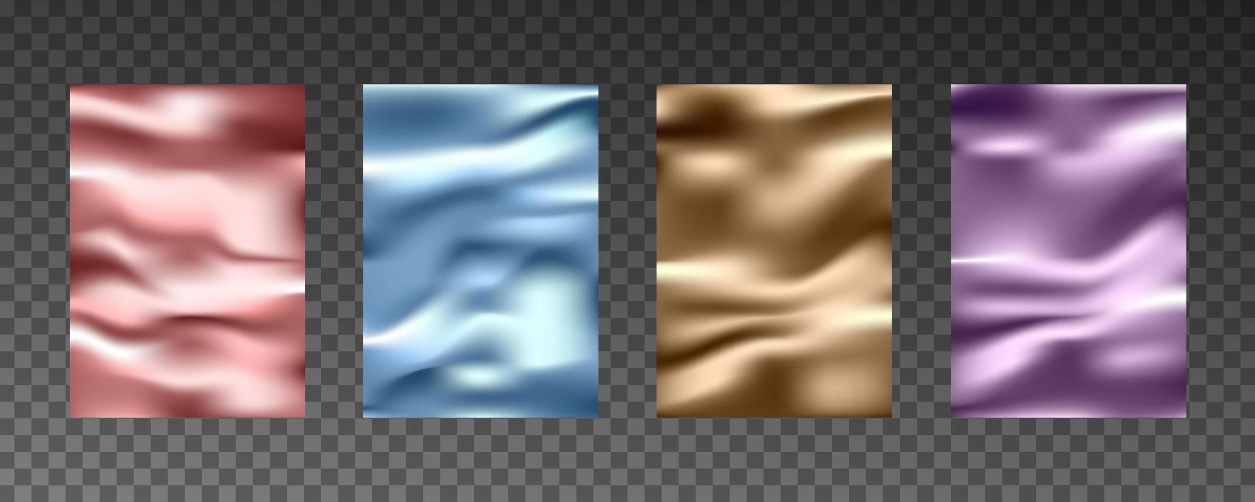 3d realistic textures of gold foil, silk texture, paper, plastic film. vector