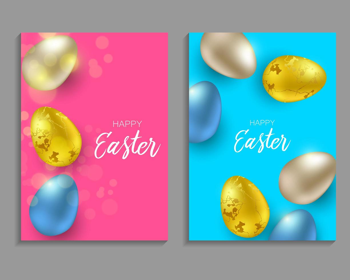 Greeting Easter background with realistic Easter eggs. vector