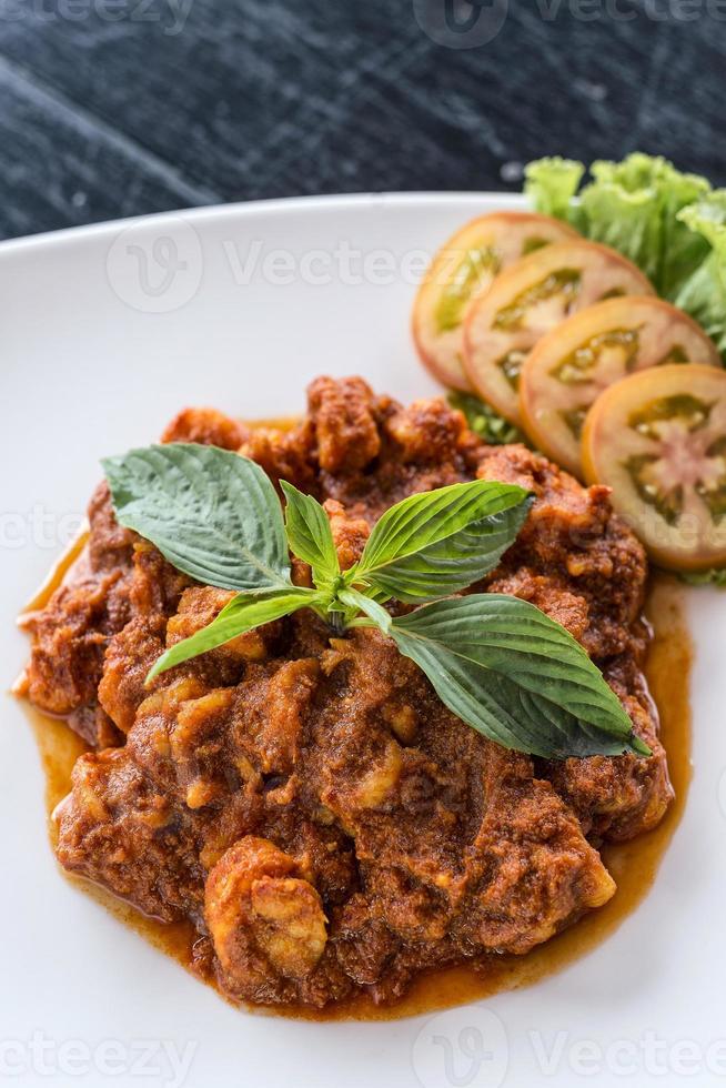 Traditional Cambodian Khmer spicy prawn amok curry photo