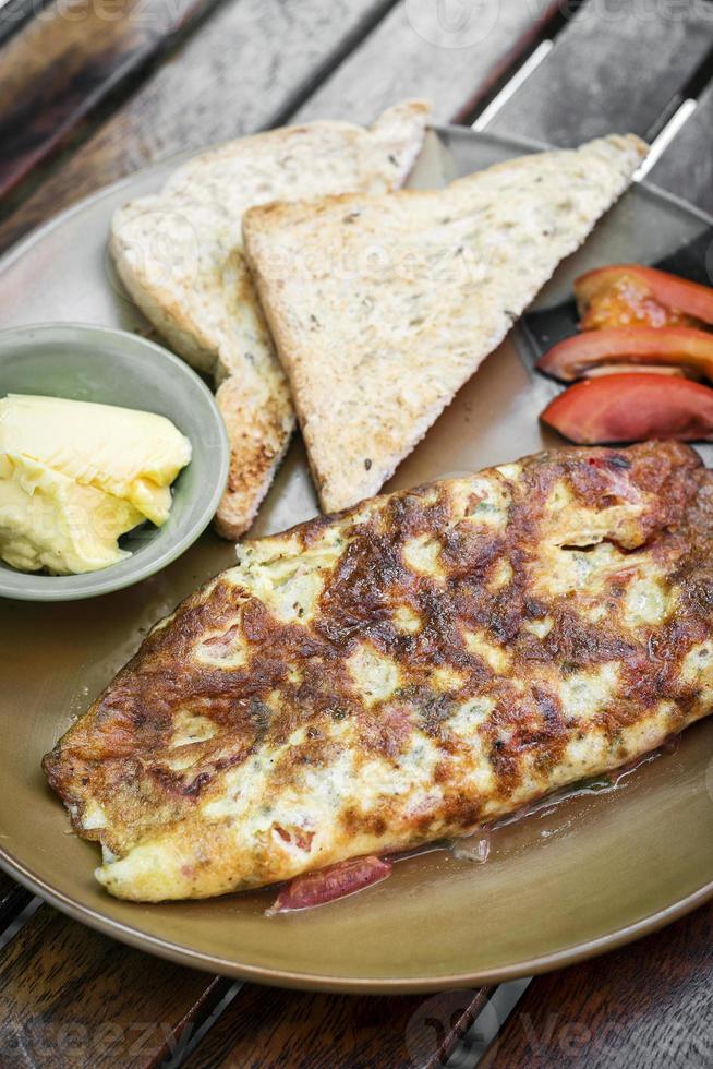 Omelet with toast meal simple breakfast set photo