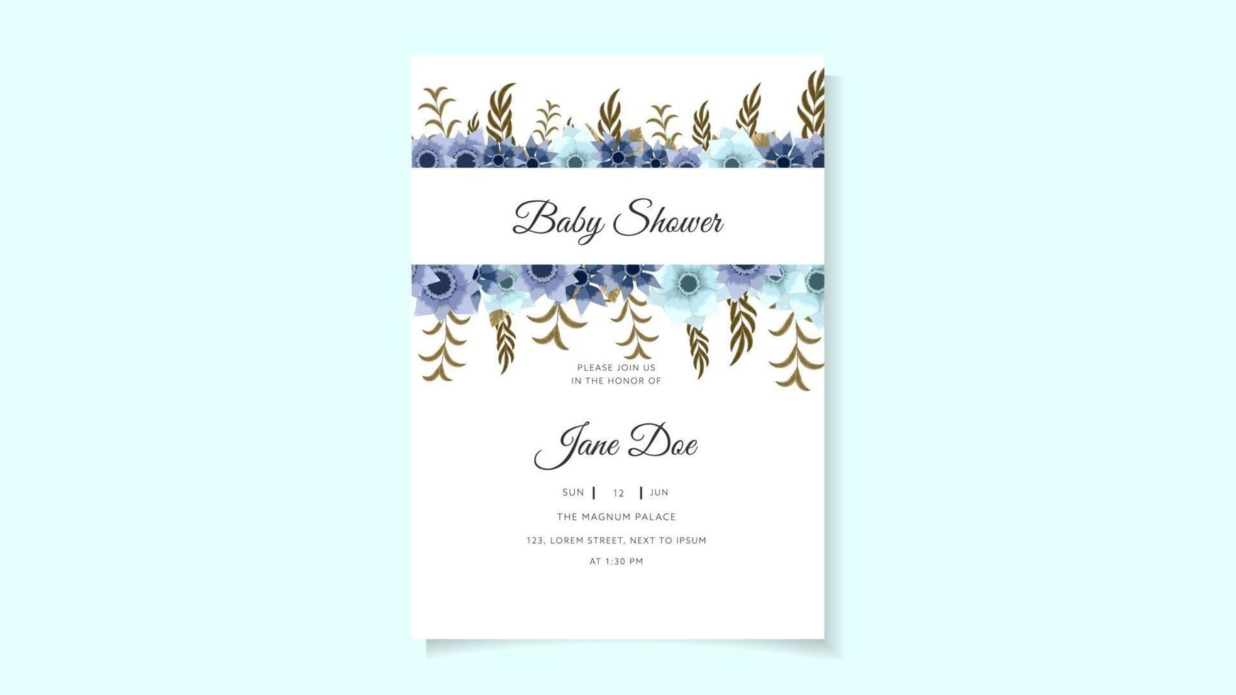 baby shower party welcome card invitation colorful floral background vector